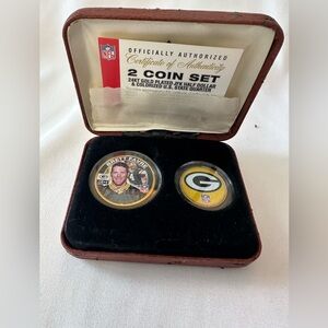 NFL Brett Favre Colorized Coin Set Half Dollar Green Bay Packers